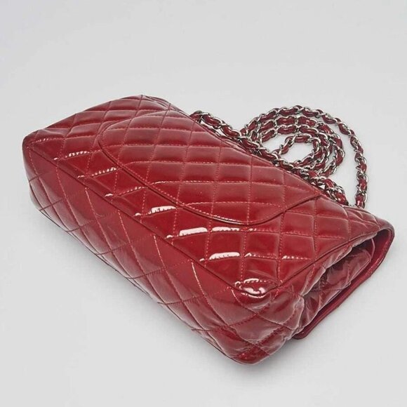 Chanel Red Quilted Patent Leather Classic Medium Double Flap Bag - Picture 12 of 12